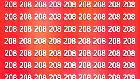 Iluzie optică virală | Nu toate numerele din imagine sunt 208. Găsiți intrusul!