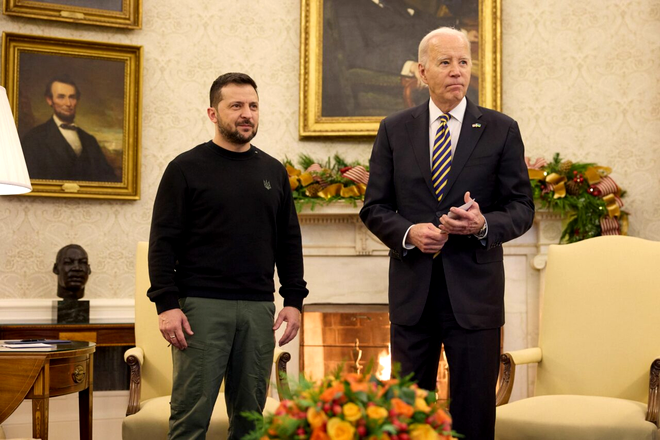 Volodimir Zelenski și Joe Biden. Sursa Foto: Hepta 