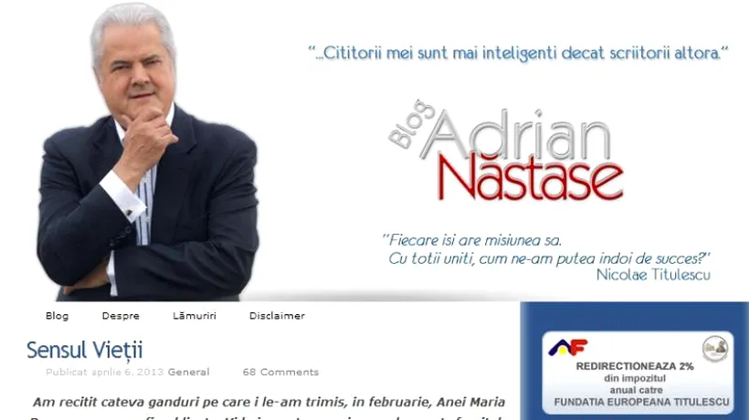 Adrian Năstase strânge fonduri pentru fundația la care este președinte-fondator