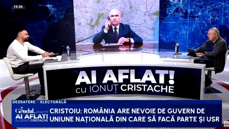 Ion Cristoiu: „România are nevoie de un guvern de uniune națională care să includă și USR”