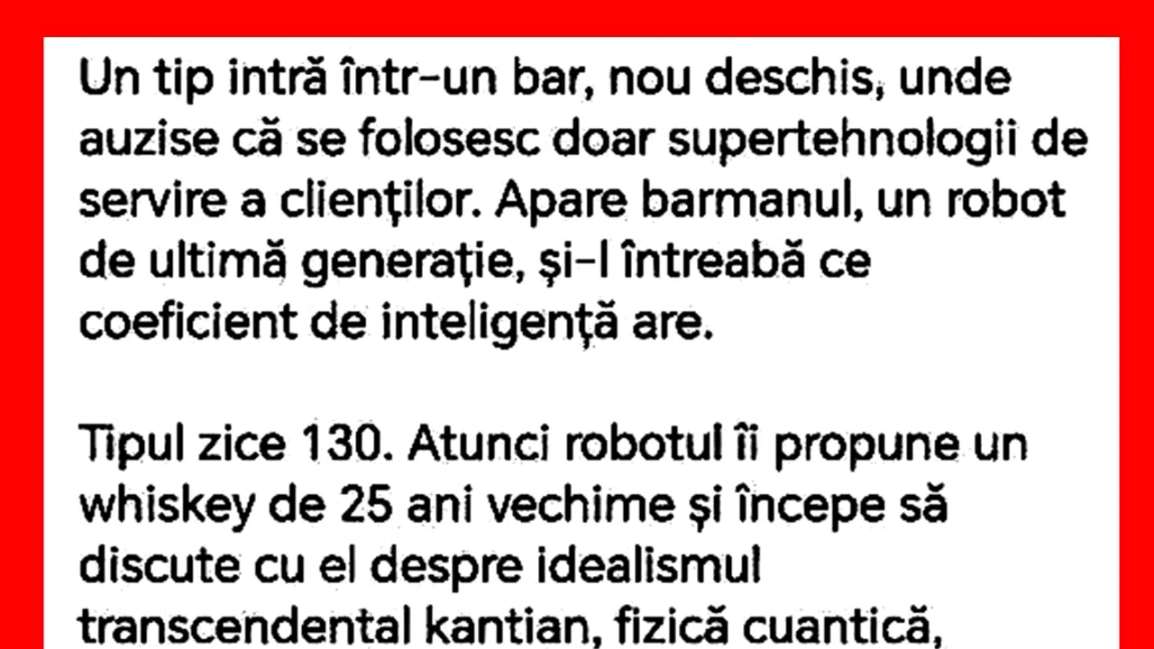 Bancul de miercuri | Barmanul de ultimă generație