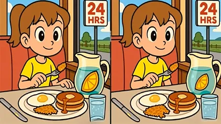 Test de logică | Identificați toate cele 3 diferențe între aceste două poze de la restaurant