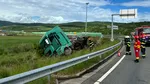 Un TIR cu saci de ciment s-a răsturnat pe A10, între Aiud și Decea. Care este starea șoferului, aflat singur în cabină