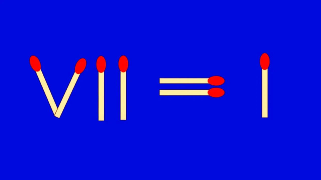 TEST de inteligență | Mutați 2 chibrituri pentru a corecta egalitatea VII=I