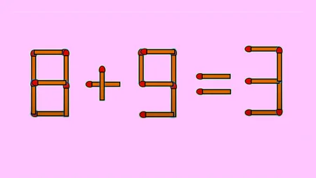 TEST IQ | Mutați un singur chibrit, pentru a transforma 8 + 9 = 3 într-o egalitate corectă