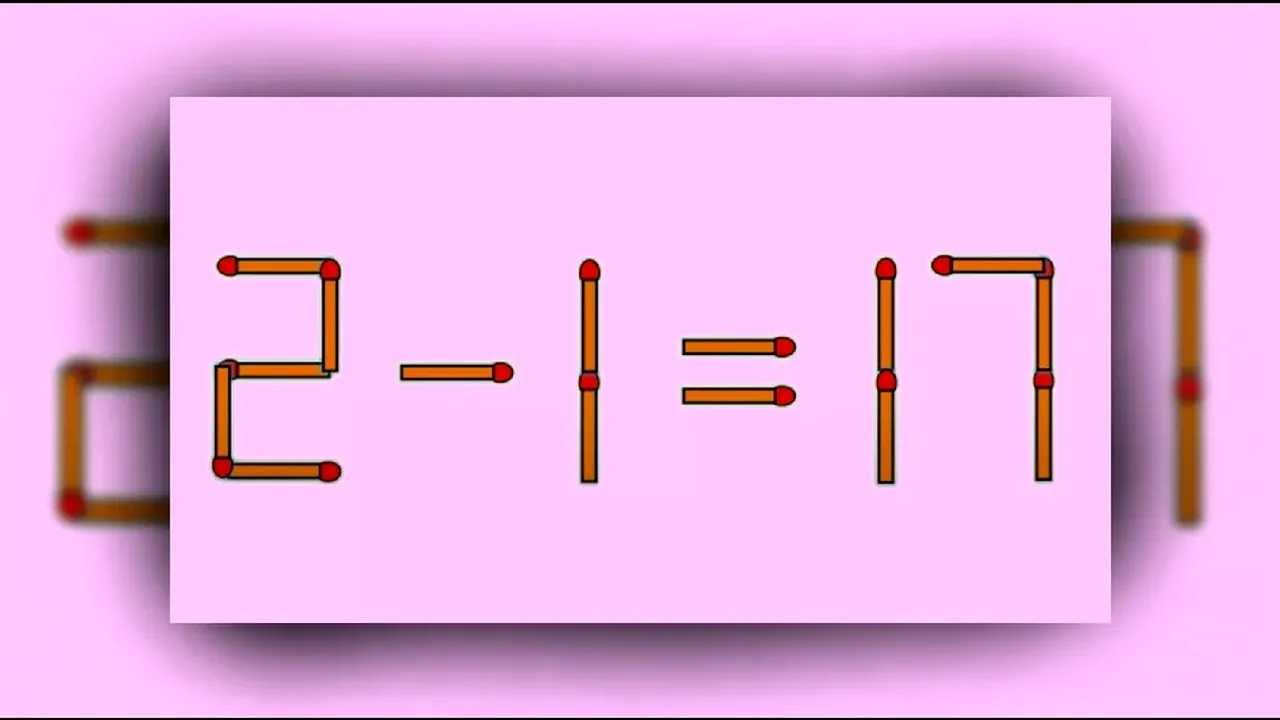 Test IQ. Mută un singur băț de chibrit și rezolvă exercițiul 2-1=17. Ție câte secunde ți-a luat?