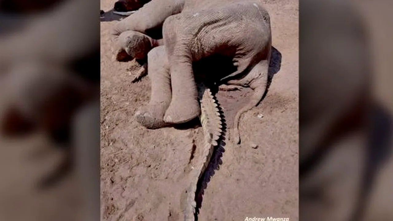 O confruntare între un elefant și un crocodil a avut un final neașteptat | FOTO