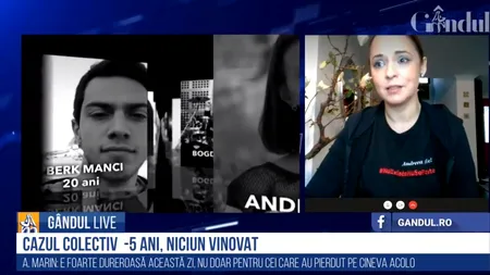 GÂNDUL LIVE. Andreea Marin, despre comemorarea tragediei de la Colectiv: E foarte dureroasă această zi, dar și faptul că lucrurile nu s-au schimbat prea mult - VIDEO