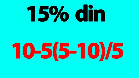 Test de matematică | Cât este 15% din 10-5(5-10)/5?