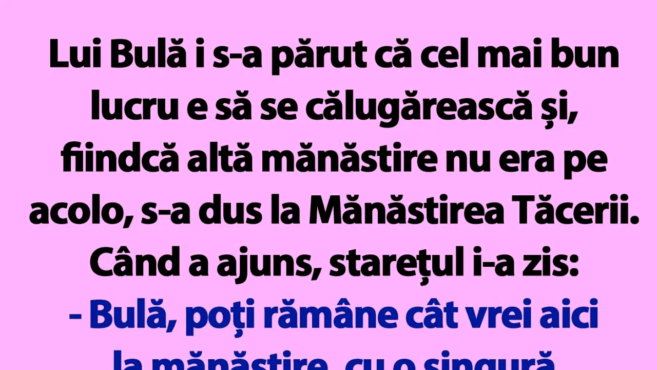 BANC | Bulă se călugărește la Mănăstirea Tăcerii