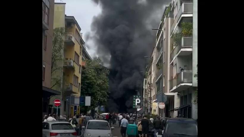 Milano, zguduit de o EXPLOZIE violentă! Mai multe mașini au luat foc, clădiri avariate, panică în oraș - VIDEO