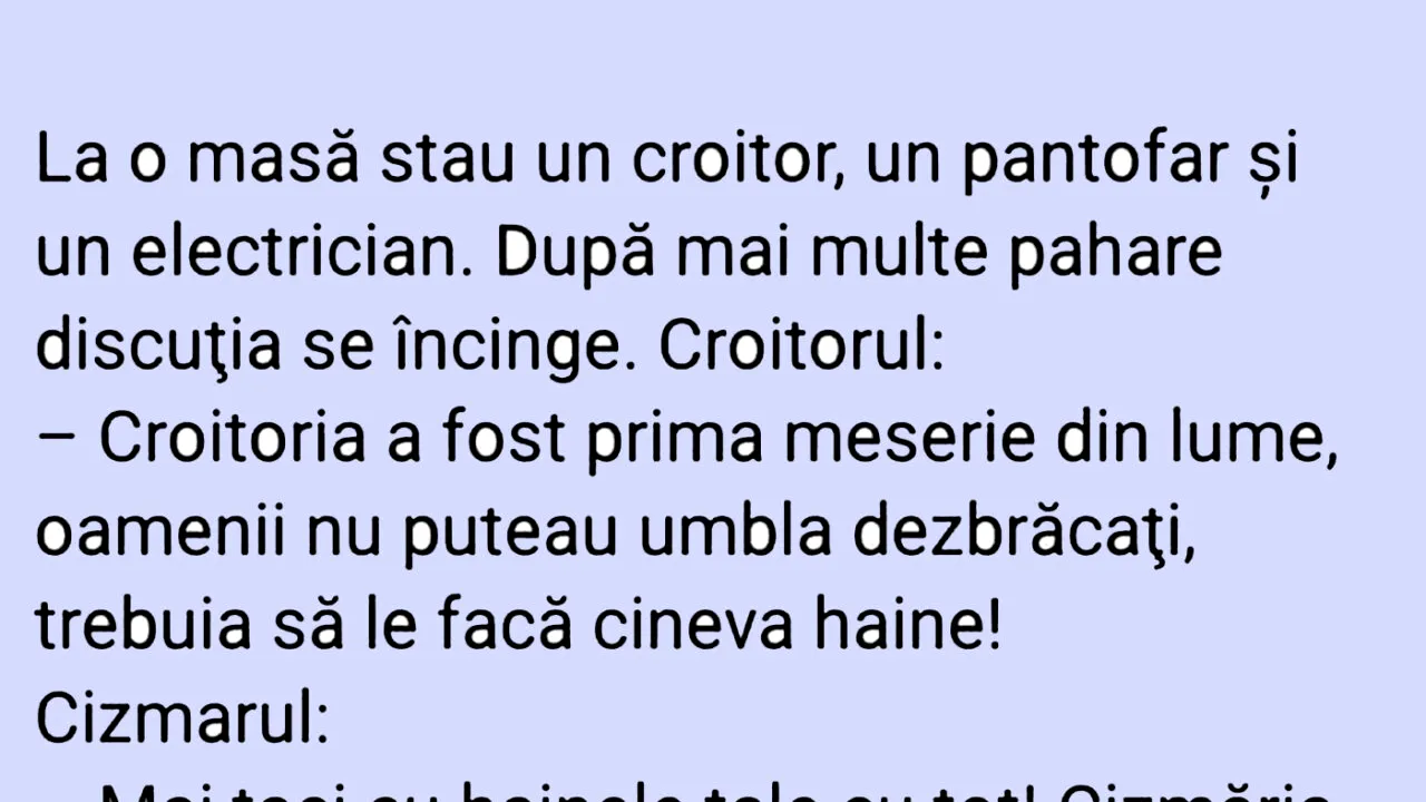 Bancul de vineri | Croitorul, pantofarul și electricianul