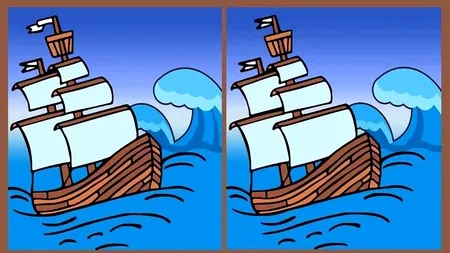 TEST de inteligență | Aceste două corăbii nu sunt identice. Găsiți cele 3 diferențe în maximum 15 secunde!