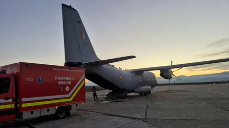 Doi pacienți cu arsuri au fost transportați de la Bacău la un spital din Bruxelles, cu o aeronavă Spartan a Forțelor Aeriene Române