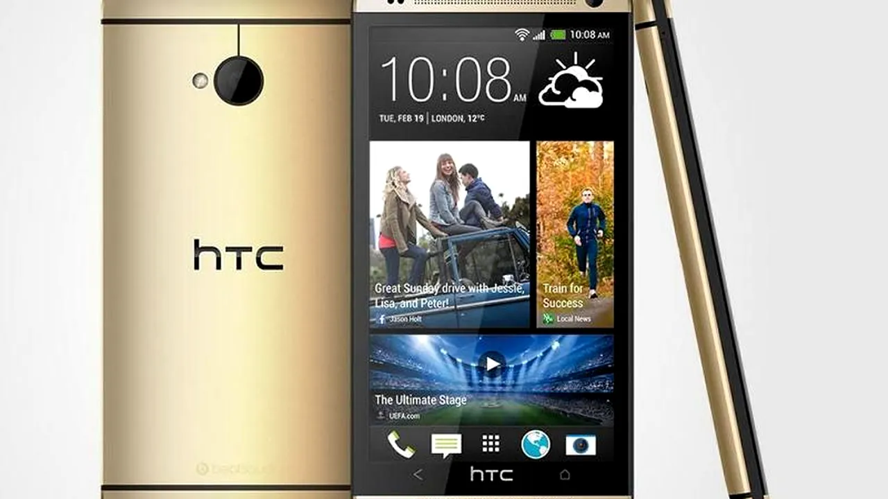 Smartphone-ul HTC One în culoarea Gold Champagne, disponibil în România