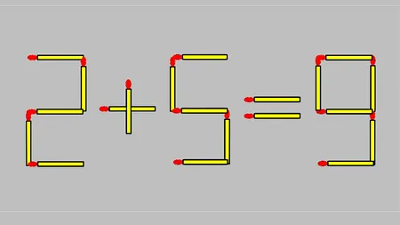 Test IQ exclusiv pentru genii | Corectați 2+5=9, mutând un singur băț de chibrit