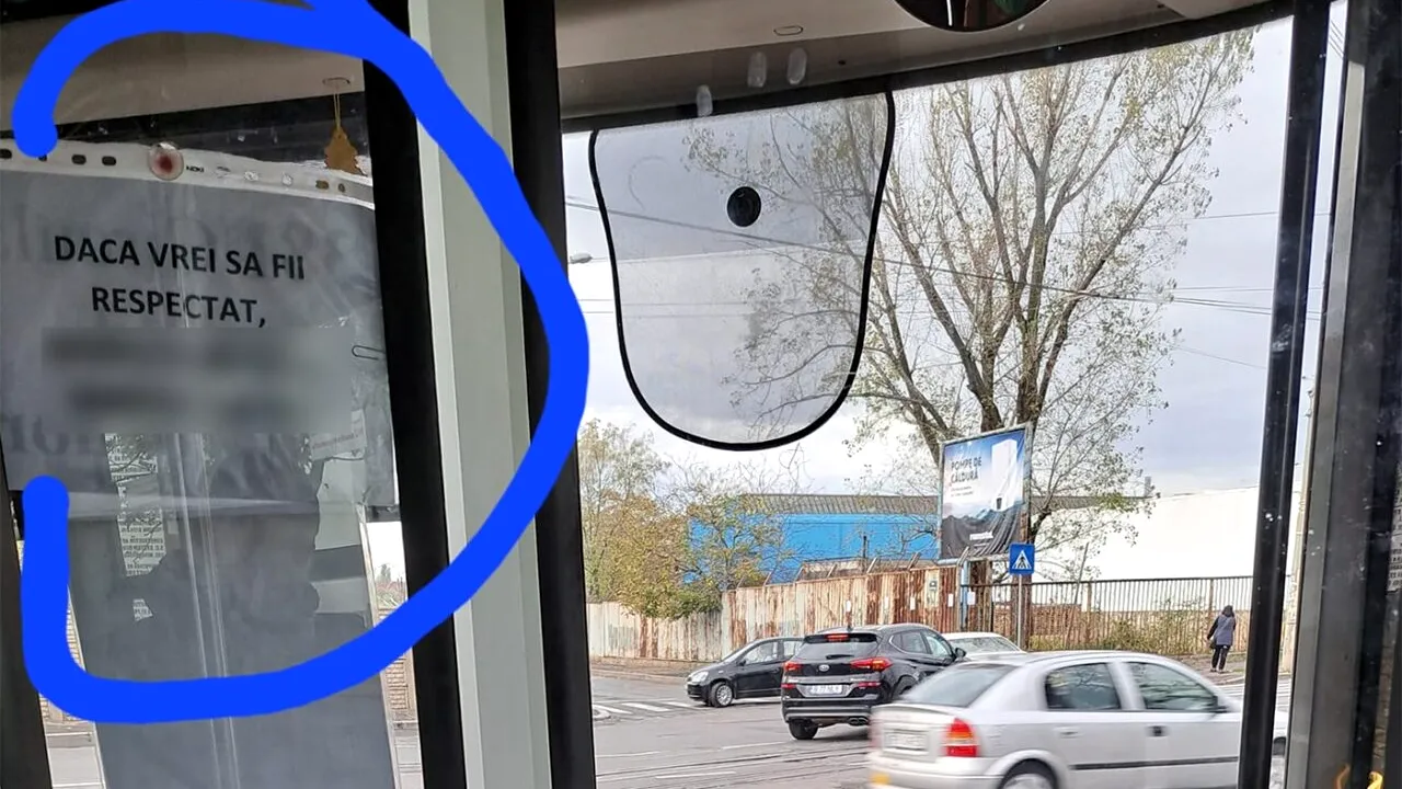 Ce mesaj a lipit un șofer de autobuz STB de pe linia 610: 