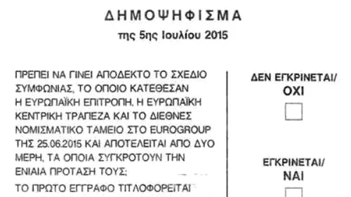 Este incredibil felul în care este formulată întrebarea la care grecii trebuie să răspundă la referendumul de duminică. Ce „artificiu apare pe buletinele de vot
