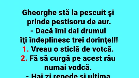 BANCUL ZILEI | Gheorghe, peștișorul de aur și cele 3 dorințe