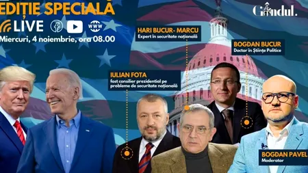 EDIȚIE SPECIALĂ GÂNDUL LIVE. Alegeri prezidențiale în SUA. Hari Bucur: Este o ipocrizie. Absolut toată lumea știe că Joe Biden nu va fi președintele SUA. Nu este capabil. Patinează