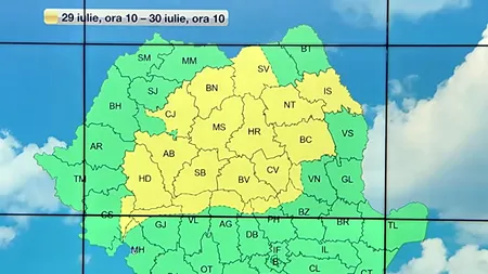 Prognoza ANM pentru sfârșitul de săptămână. Temperaturile au scăzut cu 20°C față de vârful valului de caniculă