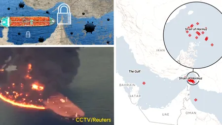 Navele comerciale și petrolierele care traversează strâmtoarea Ormuz, încă atacate cu rachete și drone la 7 luni de la începerea războiului SUA-Iran