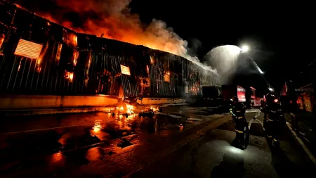 Incendiu în Timiș, la hala unui producător de frigidere (Galerie FOTO&VIDEO)