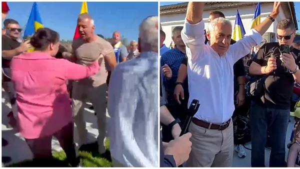 Susținătorii și contestatarii lui Călin Georgescu, la un pas de bătaie la vizita fostului candidat la Vaslui. S-au împins și amenințat, iar poliția a intervenit