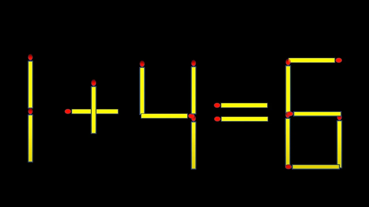 TEST de inteligență pentru genii | Mutați 2 chibrituri, pentru a corecta 1+4=6