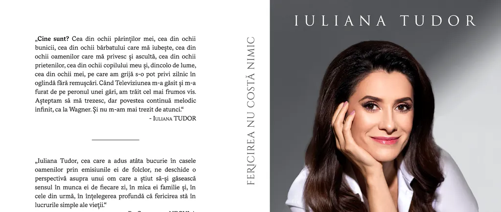 „Fericirea nu costă nimic”, prima carte lansată de vedeta TVR Iuliana Tudor: „În paginile ei s-a clădit povestea mea