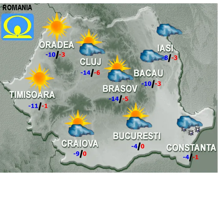 Prognoza meteo pentru luni și marți: Vremea va fi rece, iar temperaturile nu vor trece de 3 grade Celsius