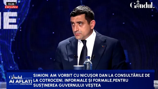 George Simion dezvăluie că s-a văzut cu Nicușor Dan la „întâlniri informale” în timpul formării Guvernului. Liderul AUR susține că Veștea și Tomac au încercat să spargă partidul: l-au chemat pe Murad la Vila Lac