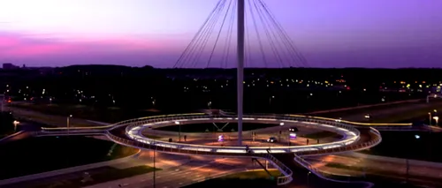Primul pod suspendat circular din lume dedicat exclusiv bicicletelor FOTO
