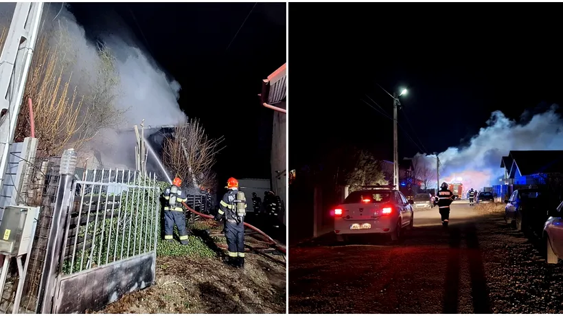 INCENDIU violent în comuna Berceni. O casă în care se aflau 8 persoane a luat foc