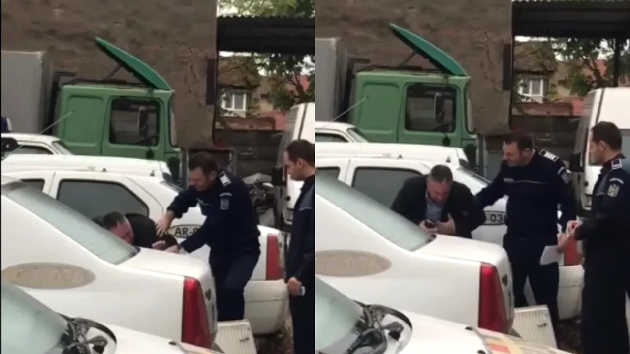 Polițist cercetat într-un dosar de șantaj, filmat când plânge în curtea IPJ Arad: „A suferit un șoc emoțional