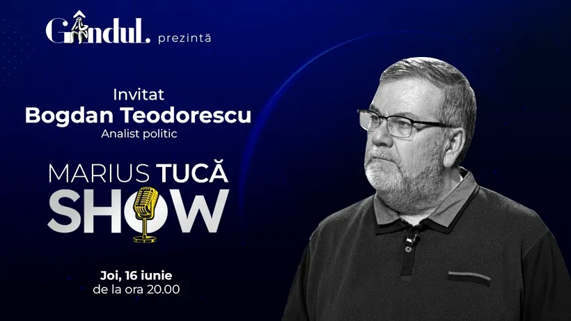 Marius Tucă Show începe joi, 16 iunie, de la ora 20.00, live pe gandul.ro