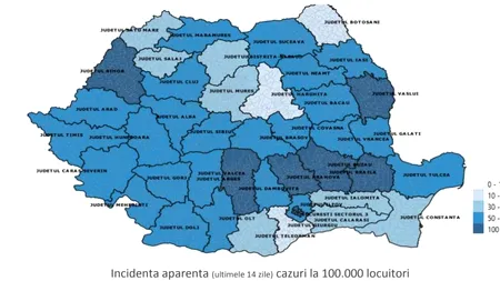 Raport inversat al evoluției pandemiei. INSP: Numărul județelor cu trend descendent, mai mare decât al celor unde sunt creșteri ale cazurilor de COVID-19