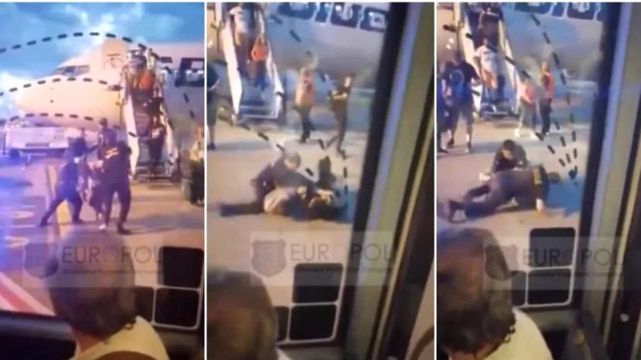 VIDEO | Un român băut a provocat scandal la bordul unui avion care zbura de la Lyon spre București. Ce a pățit la aterizare, pe Aeroportul „Henri Coandă”