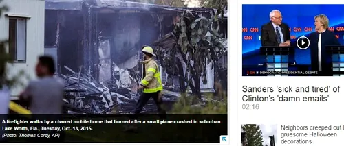 Un avion de mici dimensiuni s-a prăbușit într-un parc de rulote din Florida