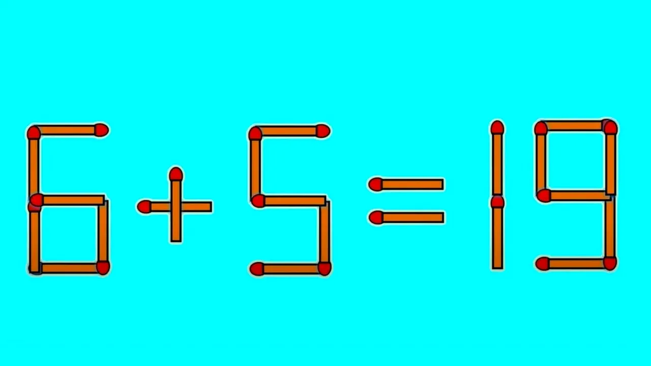 Test de inteligență | Mutați un singur chibrit, pentru a corecta 6 + 5 = 19