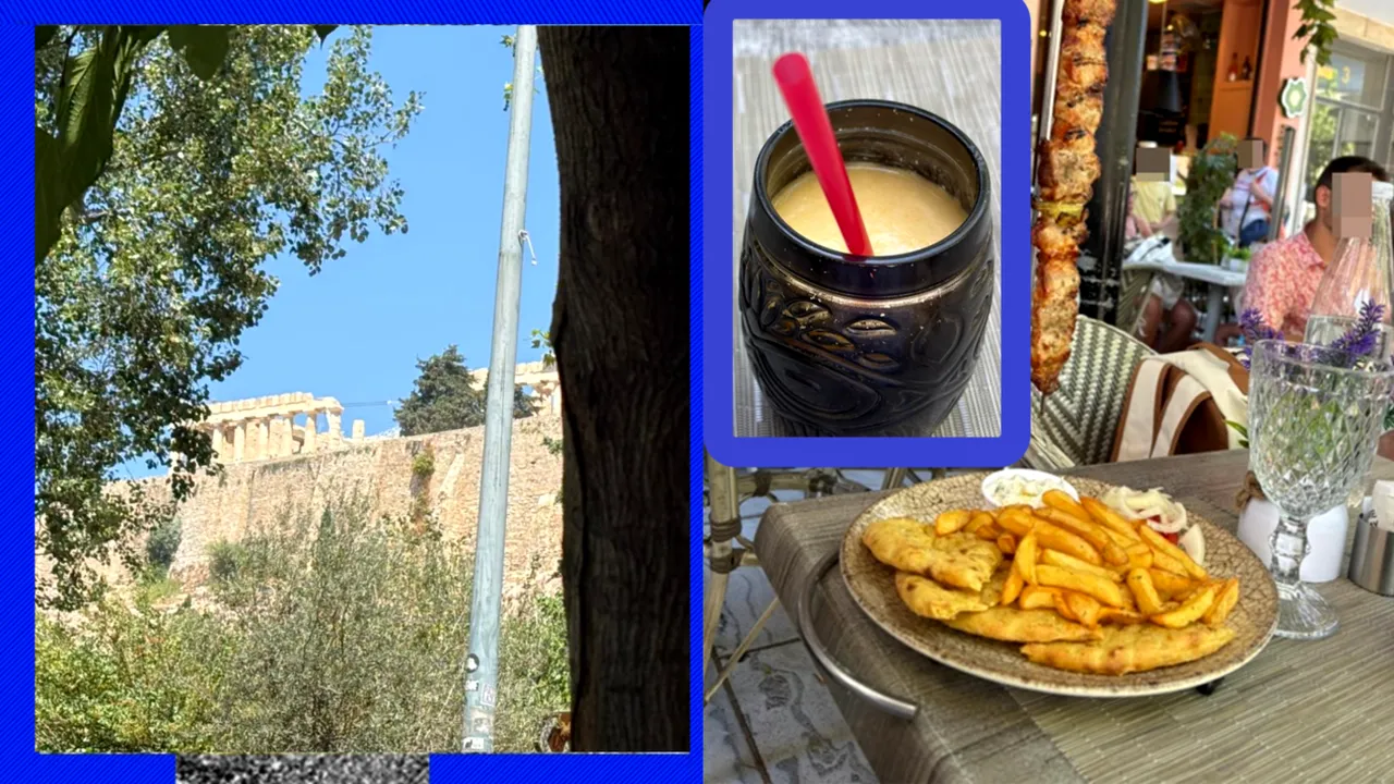 Prețul „UIMITOR” plătit de un turist român pentru a lua o masă cu preparate tradiționale grecești lângă Acropola din Atena