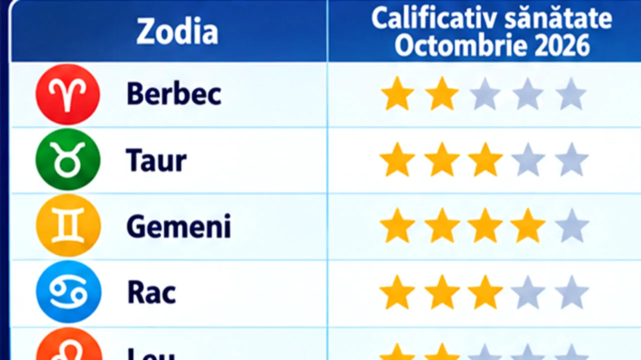 Horoscop sănătate octombrie 2026 | Ce probleme de sănătate ai putea avea luna asta, în funcție de zodia ta. Care sunt cei mai sănătoși nativi