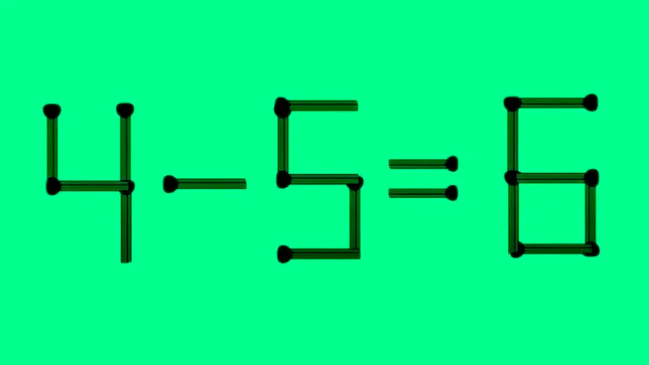 TEST IQ | Mută un singur băț de chibrit pentru a corecta 4 - 5 = 6