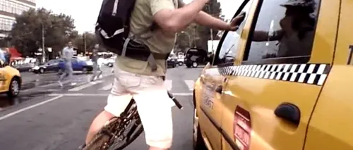 VIDEO: Bătaie în București între un biciclist și un taximetrist