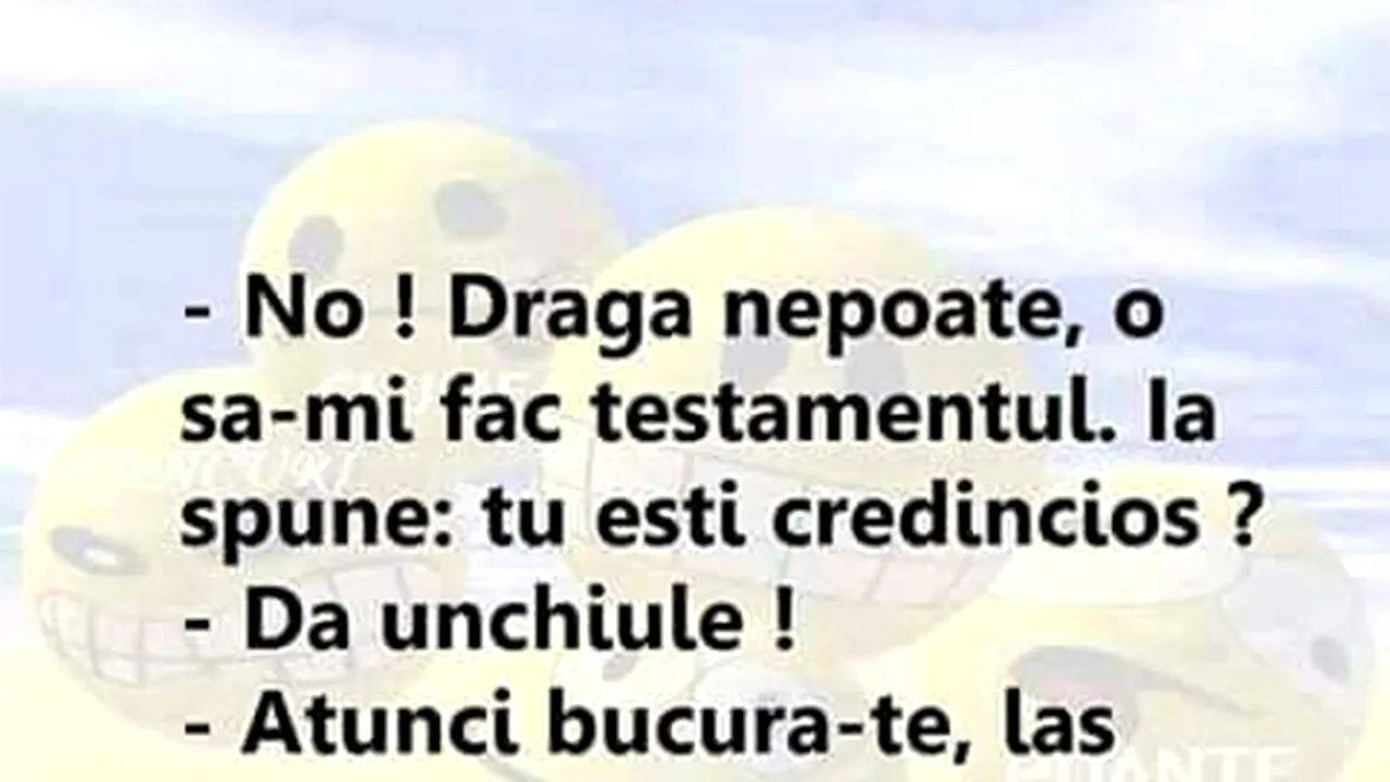 Bancul de duminică | „Dragă nepoate, o să-mi fac testamentul”
