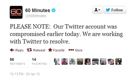 Conturile de Twitter ale unor programe ale rețelei de televiziune CBS au fost piratate