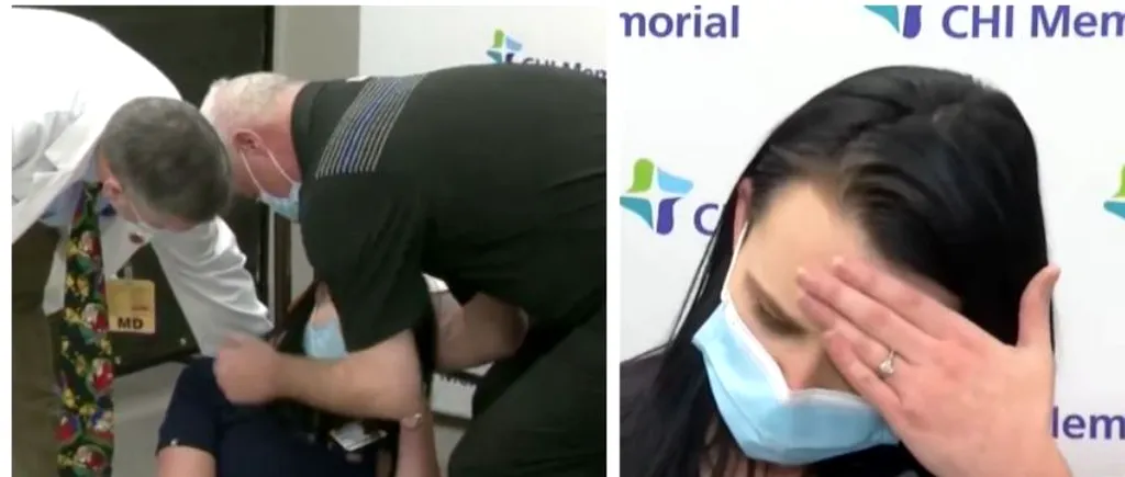 Imagini incredibile: O asistentă din SUA a leșinat în faţa camerei de luat vederi, la zece minute după vaccinarea anti-COVID (VIDEO)