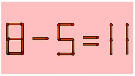 Test IQ cu chibrituri | Mută un singur băț și corectează exercițiul 8-5=11