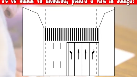 Testul auto la care doar 7 din 10 șoferi răspund corect | Pe ce bandă vă încadrați, pentru a vira la stânga?