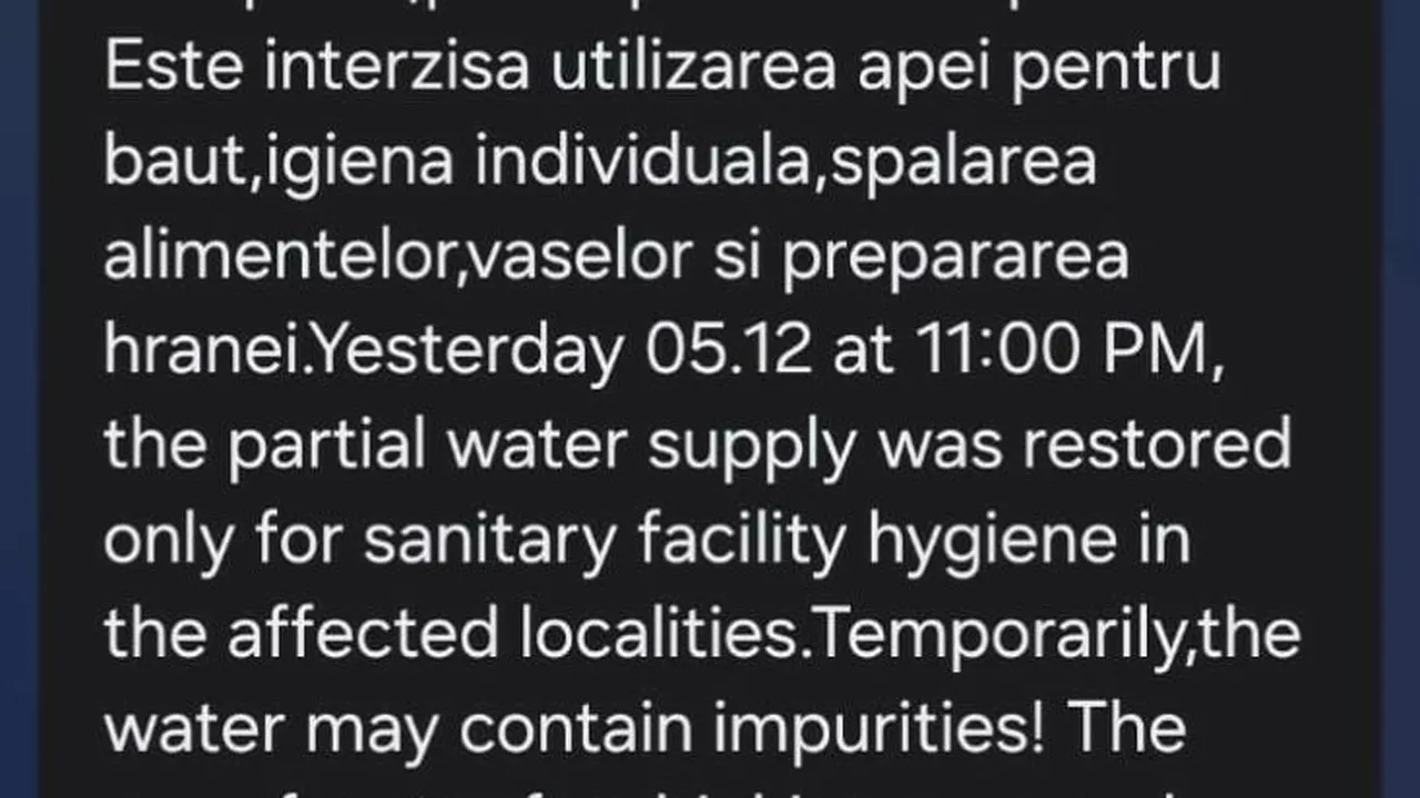 Nou mesaj Ro Alert pentru locuitorii din Prahova. Apa livrată consumatorilor poate fi folosită doar pentru igienizarea grupurilor sanitare